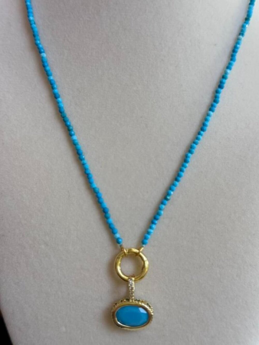 Adina Eden Turquoise Beaded Necklace with East-West Pendant